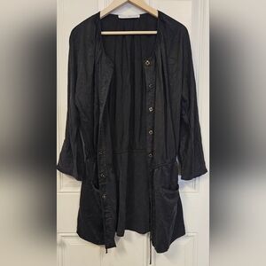 Ulla johnson roll up sleeve drawstring waist tie silk black dress layer size 10